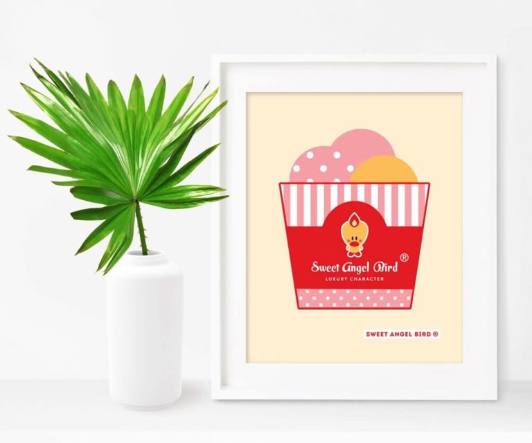 Cute Art — Sweet Angel Bird Ice Cream Party Printable Wall Art Poster, Home Decor, Unique Gift