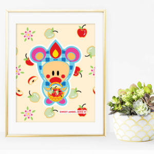 Cute Art - Sweet Angel Bird ® Teddy Bear Apple Print Wall art, Home Decor, Unique Gift