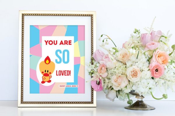 You Are Loved, wall art, printable wall art, art print, home decor, nursery art, Sweet Angel Bird, unique gift, bird print, 810004