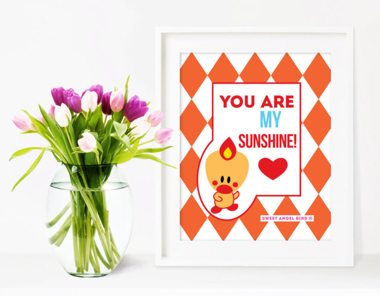 You Are My Sunshine, wall art, printable wall art, art print, home decor, nursery art, Sweet Angel Bird, unique gift, bird print, 810128